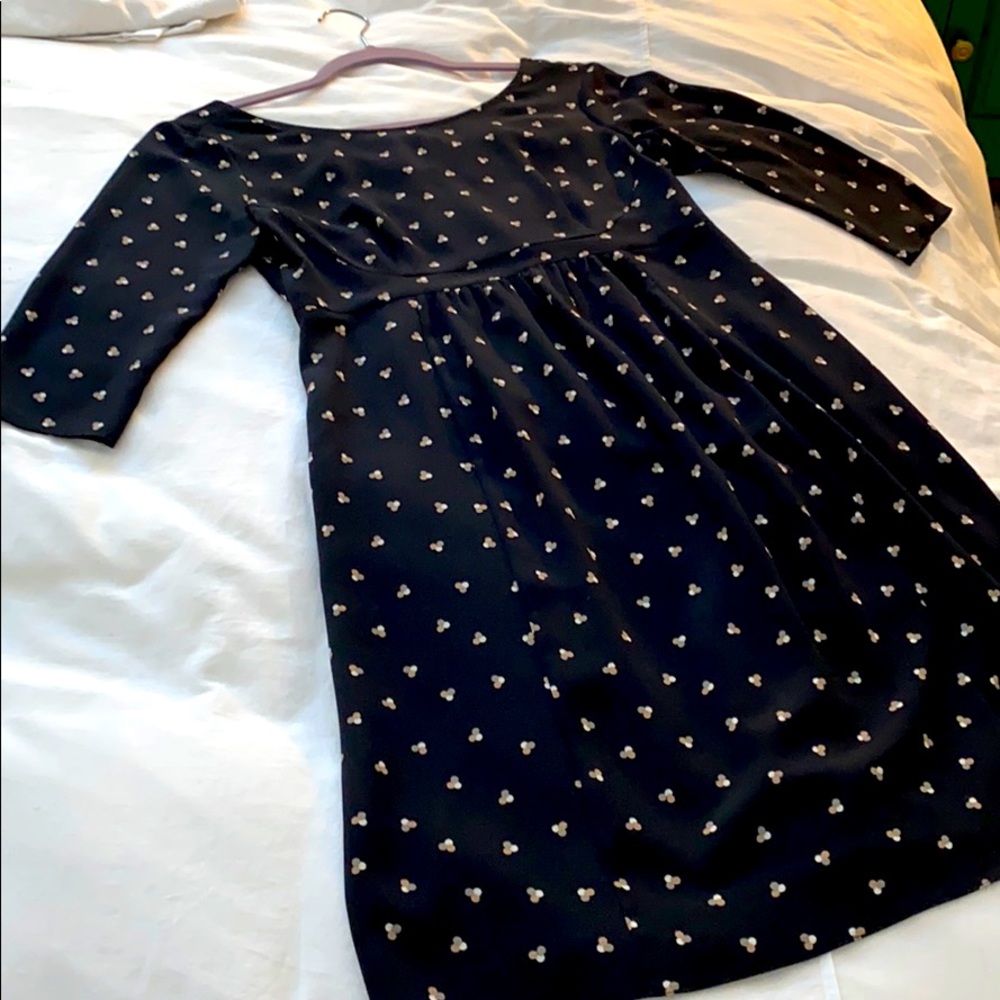 Black dot woven maternity dress (3/4 sleeve)